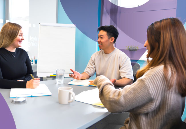 People having discussion in an office